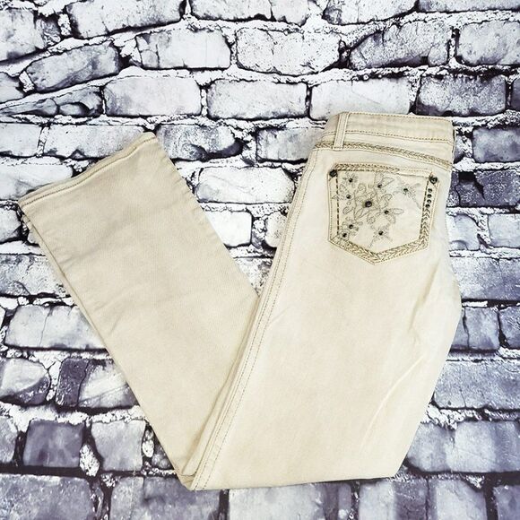 Rock 47 Wrangler fawn color ultra low rise metallic accent gems jeans - Picture 6 of 6